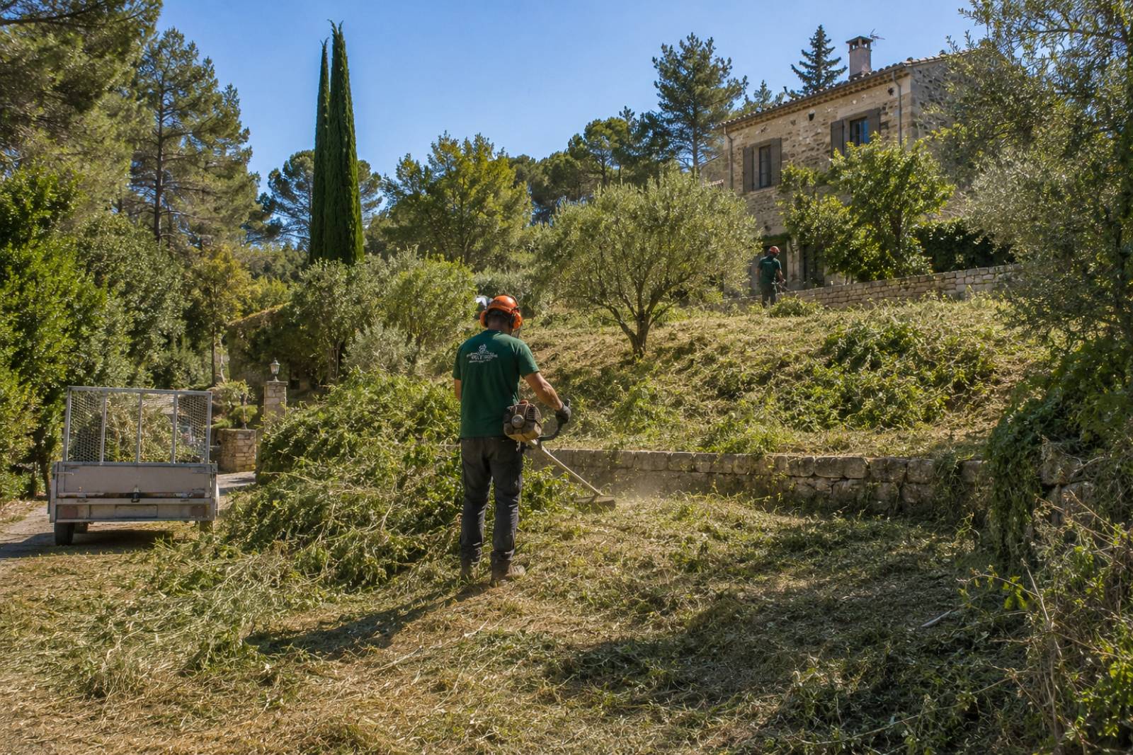 Opération de débroussaillage dans une propriété à Saumane de Vaucluse
