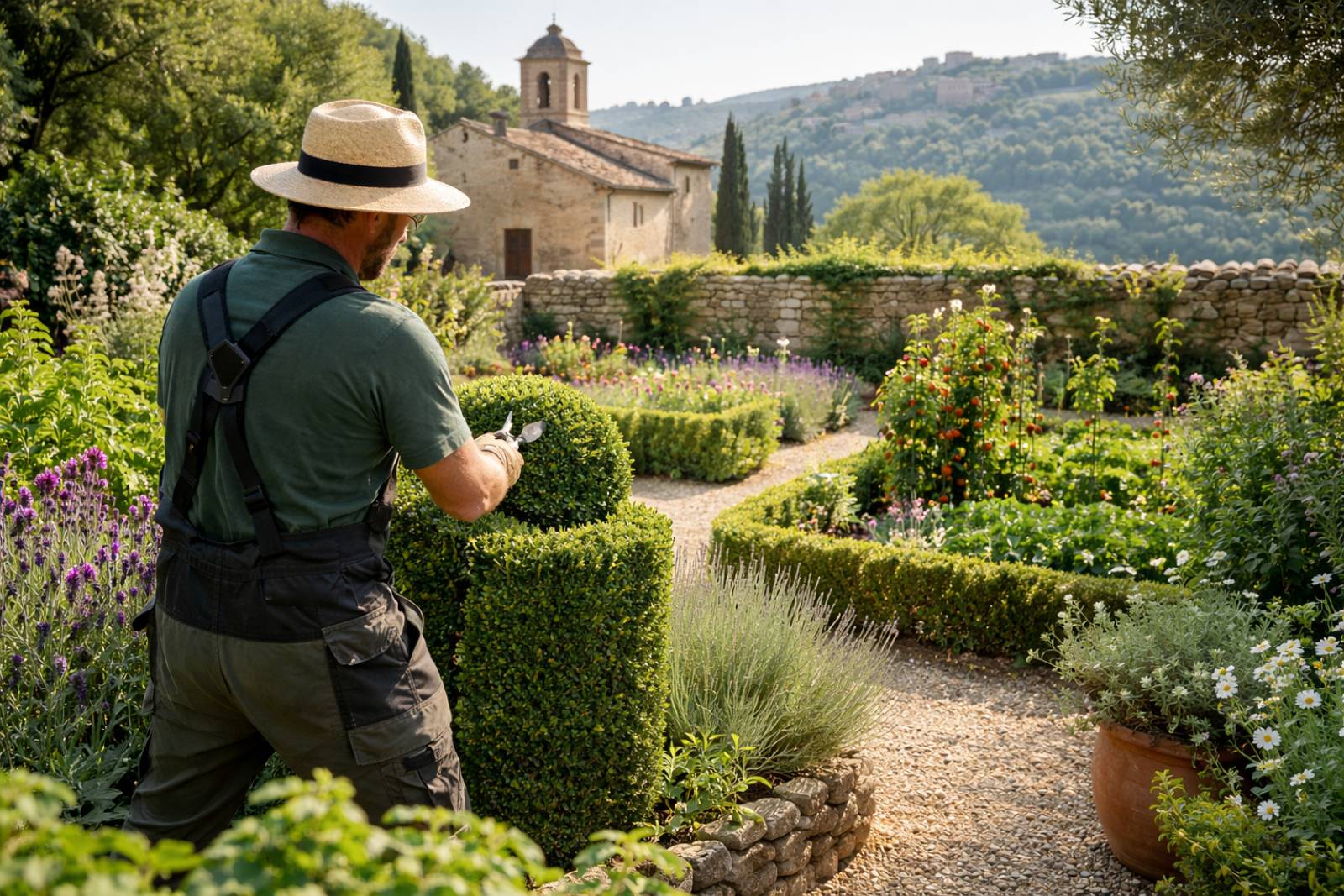 Entretien d'un jardin de Curé à Oppède par notre paysagiste basé à Gordes