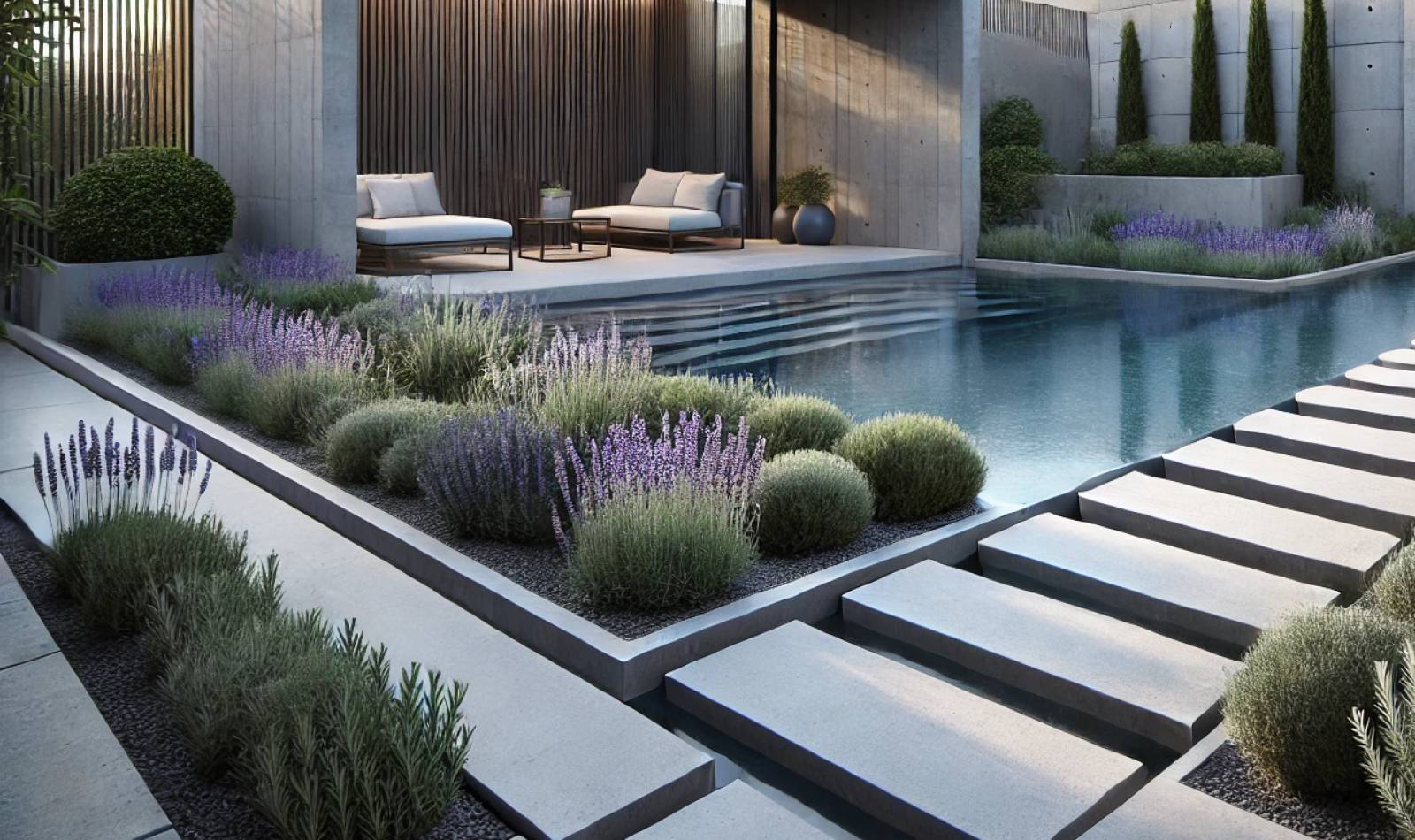 Création de jardin minimaliste et contemporain dans le Lubéron