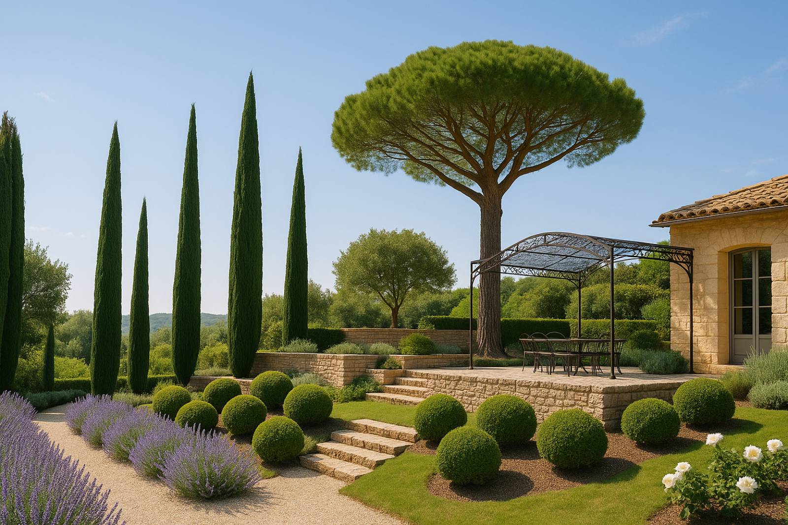 Création de jardin ombragé dans le Lubéron