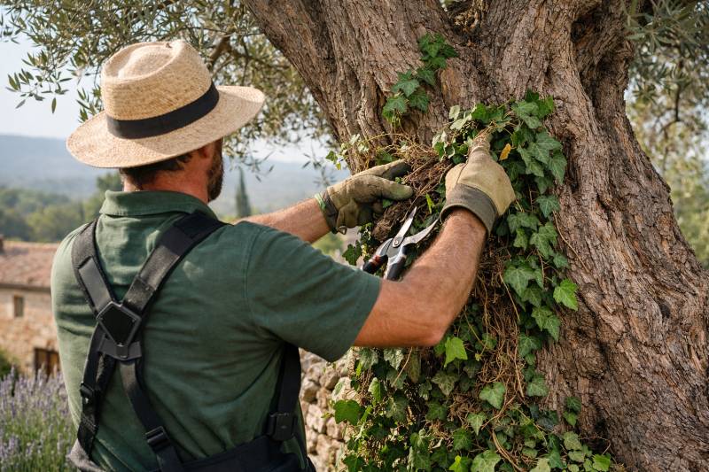 Paysagiste pour le désherbage de lierre dans le Lubéron