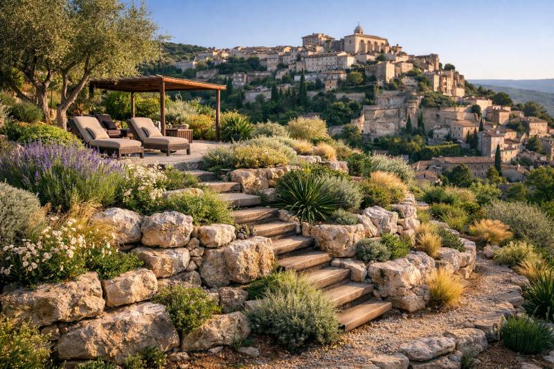 Construction d'un enrochement en pierre à Gordes dans le Luberon