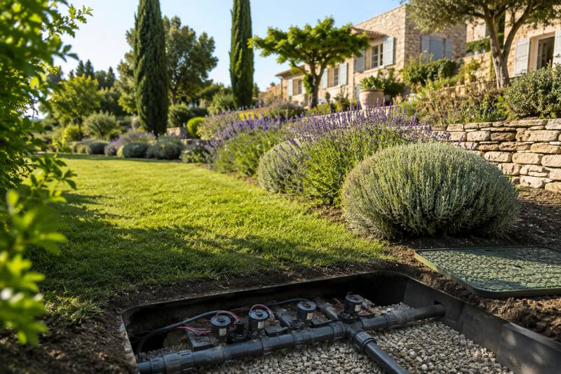 Installation d'un système d’irrigation dans un jardin à Gordes