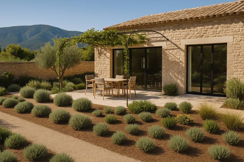 Aménagement d'un jardin sobre et résilient à Oppède