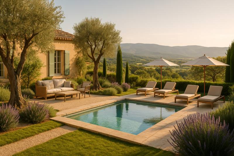 Conception d'un jardin Riviera dans le Lubéron